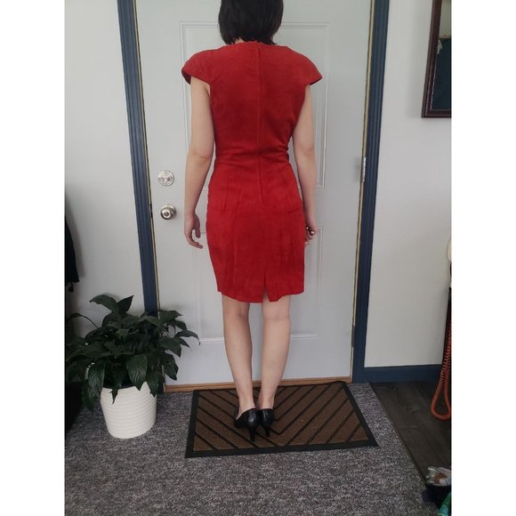 90s Orange Suede‎ Mini Dress - Picture 3 of 4